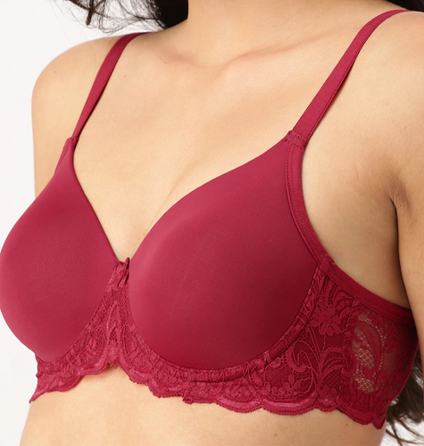 Maroon Lace Underwired Lightly Padded Push-Up Bra DB-DR-BRA-022B